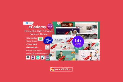 [汉化] eCademy v6.3 教育 LMS 和在线辅导课程 WordPress 主题网站模板