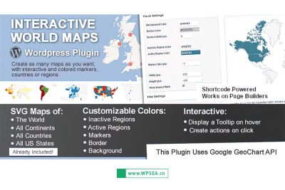 创建任意数量的互动世界地图Wordpress插件 Interactive World Maps v2.5