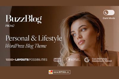 Buzz v6.7.4 具有深色模式的个人和生活方式 WordPress 博客主题